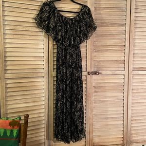 Sheer black and white off shoulder Et Al dress floral